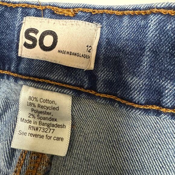 SO Girls Denim Distressed Cuffed Blue Jean Shorts Size 12 - Picture 5 of 5